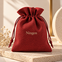 Pochette en jute personnalisée avec cordon de serrage, petit sac cadeau rouge pour bijoux, pour mariage, cadeau de demoiselle d'honneur, emballage de collier et de bague, vente en gros
