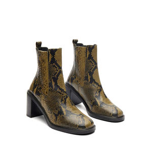 Fabricant de bottes personnalisées à motif serpent pour femmes <span class=keywords><strong>Bottines</strong></span> en cuir de <span class=keywords><strong>python</strong></span> à talon bloc <span class=keywords><strong>Bottines</strong></span> en cuir de <span class=keywords><strong>python</strong></span> à talon carré personnalisées - Product Image 3