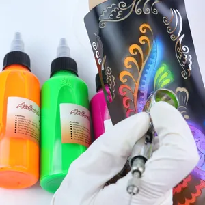 Airbrush หมึกสักชั่วคราวกันน้ำเวลายาวนานพู่กันสีหมึกร่างกาย