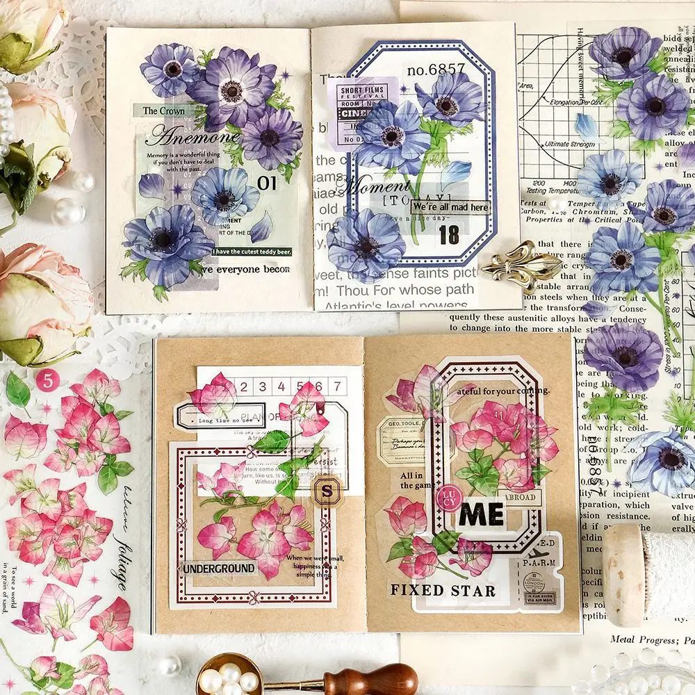 3 unidades/pacote fita PET meia série primavera duas INS flor manual DIY decoração adesivos