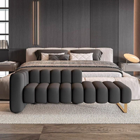 Chaise longue moderne de luxe, banc rembourré en velours capitonné pour la décoration de la maison et des hôtels