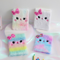 2025 enfants fille cadeau Kawaii Mini mignon 14.5*11cm carnet de notes dessin animé Animal doux moelleux en peluche journal intime cahier