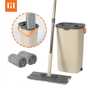 HOLAMOPA Ensemble serpillière plate auto-essorage mains libres et seau avec tampons en microfibre pour le nettoyage des sols en bois dur et stratifié - Product Image 5
