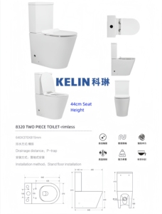 Nuovo moderno due pezzi <span class=keywords><strong>WC</strong></span> senza bordo con alta comoda altezza accessibile parete affrontato vicino accoppiato <span class=keywords><strong>WC</strong></span> Suite <span class=keywords><strong>per</strong></span> il bagno - Product Image 2