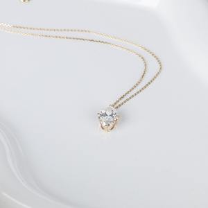 Pendentif en diamant de laboratoire de 2,00 carats, taille ovale, chaîne à maillons, platine 950, or jaune 14K 18K, bijoux de fiançailles et de mariage - Product Image 4