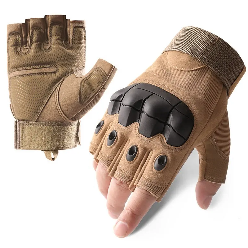 Alta Qualidade Hard Knuckle Protective Half Finger Gloves Trabalhador Flight Combat trabalho Luvas homens