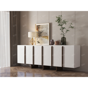 <span class=keywords><strong>Aparador</strong></span> de 6 puertas <span class=keywords><strong>blanco</strong></span> con acabado <span class=keywords><strong>mate</strong></span> NOVA para muebles de comedor, gabinete de buffet con puertas de cierre suave, gabinetes de almacenamiento de madera - Product Image 1