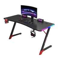 WDY Vente en gros Bureau de course de jeux d'ordinateur Table de jeu RVB rose en forme de Z