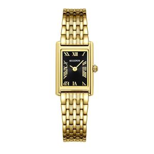 Reloj de Cuarzo para Mujer con Logotipo Personalizado, Dorado, Elegante, Correa de Cuero y Acero Inoxidable, Cristal Rectangular, Resistente al Agua, de Lujo, para Negocios y Fiestas - Product Image 6