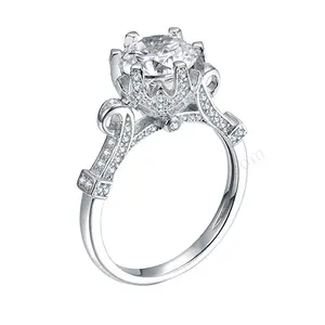 Nhẫn Cầu Hôn Moissanite Đính Đá Thiết Kế Mới 2020 Nhẫn Vàng Đám Cưới