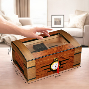 กล่องไม้ดูดความชื้นทำจากไม้สเปนมีกลอสสูงกล่องไม้ใส่ซิการ์แบบสเปนกล่องไม้ใส่ซิการ์สำหรับร้านค้าที่มีควัน - Product Image 3