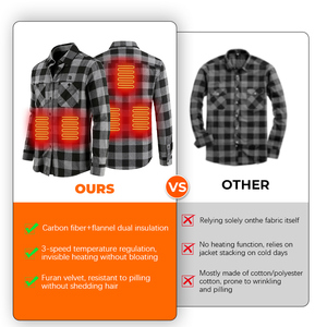 Chemise-veste à carreaux chauffante unisexe pour hommes et femmes, veste en flanelle chauffante USB pour le camping, la randonnée, la pêche, les activités de plein air en hiver - Product Image 4