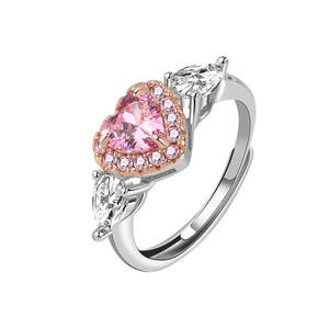 Регулируемое 925 кольцо из стерлингового серебра с родиевым покрытием с муассанитом и фианитами - Product Image 4