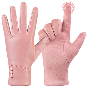 Elegantes Guantes de Cuero Genuino Ecológicos para Invierno, Diseño de Alta Moda, Resistentes al Viento, de Piel de Oveja, para Uso en Exteriores y Fiestas - Product Image 2