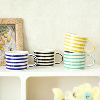 Tasses à rayures peintes à la main très vendues, design à rayures horizontales vertes, tasses à café en céramique personnalisées de 400 ml