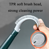 Brosse de toilette murale en silicone sans perforation pour la maison, à long manche, design moderne, avec poils doux à pression