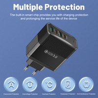 Chargeur rapide 4-en-1, 2USB & 2PD GaN, prise murale universelle EU/US/UK/KR pour smartphone, iPad & MacBook