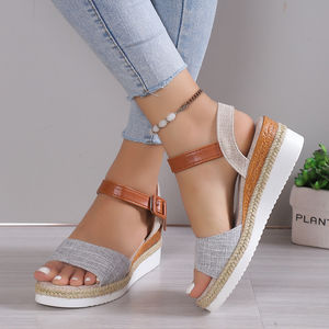 Sandalias de mujer 2025 con nudo de mariposa, suela de cáñamo, nuevas, ligeras, informales, con boca de pez y suela gruesa 820 - Product Image 3