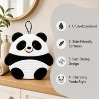 Serviette murale en peluche douce en forme de panda, super absorbante, pour sécher les mains, décoration murale, serviette en peluche mignonne en forme d'animal