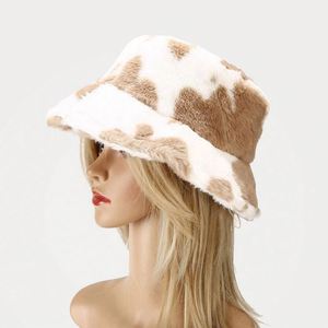 Wholesale New Hot Sale Dairy Cow Fur <b>Hats</b> Warm Soft Outdoor Fisherman Cap Winter Leopard Print Plush Furry Bucket <b>Hat</b> - Product Image 2