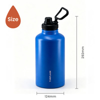 Bouteille d'eau isotherme sous vide en acier inoxydable 304 de 64 oz/2000 ml, double paroi, sans BPA, avec poignée, pour le sport, la remise en forme, les pique-niques en plein air