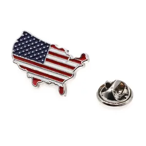 American map shaped country flag enamel USA pin brooch