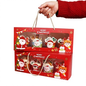 Caja portátil de cartón con asa para postres, mousse, mini tartas, banderines, moldes de muffin, para ventana, de materiales reciclados, Navidad - Product Image 3