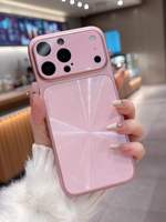Étui de luxe pour téléphone avec grande protection d'appareil photo, coque de téléphone mobile en acrylique laser brillant avec motif CD pour iPhone 15 16 17 Pro Max