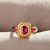 Groothandel 925 zilveren rode robijn vergulde ovale ring Europa stijl bruiloft Valentijn cadeau sieraden
