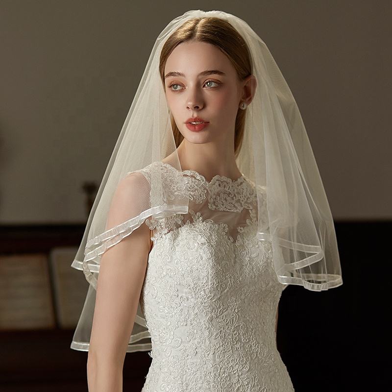 veil 2 tier long pearl floral