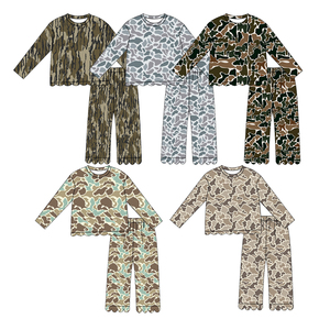 Tenues de Fêtes Personnalisées pour Bébés Filles à Bordure Festonnée Camouflage, en Tissu Doux Spandex/Coton Biologique Soie de Lait, Manches Longues, Vêtements OEM - Product Image 2