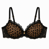 Soutien-gorge push-up à armatures avec dentelle imprimé léopard