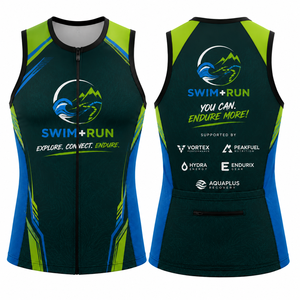 Gilet de natation et de course en eau libre personnalisé, léger, séchage rapide, fermeture éclair sur le devant, sans manches, pour entraînement multisports, sublimation, veste zippée - Product Image 3