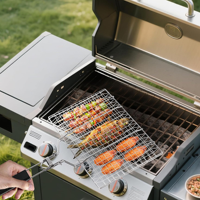 Panier de barbecue pliable en acier inoxydable, filet rectangulaire pour légumes et poisson, facile à utiliser, outil de barbecue au charbon de bois pour l'extérieur