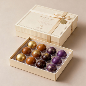 Chocoladebonbons verpakking met logo, folie hete-stamping, doos met verdelers voor goede kwaliteit chocolade. - Product Image 1