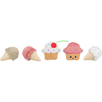 Jouets pour animaux de compagnie en forme de crème glacée et de cupcake, 7 cm, peluches interactives pour chiens avec friandises
