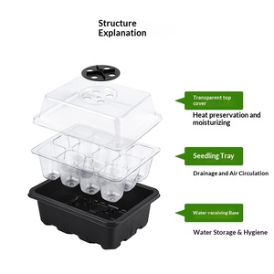 Pot de plantation multifonctionnel pour plantes succulentes en pot, avec trous de ventilation, boîte à <span class=keywords><strong>semis</strong></span>, plateau à <span class=keywords><strong>semis</strong></span> 12 trous, ensemble spécial PET - Product Image 3