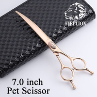 Ciseaux professionnels pour toilettage de chiens de 7,0 pouces, pour couper/éclaircir/dresser/curvés, en acier 440C doré