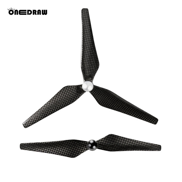 ONEDRAW 9450 Carbon Fiber Three-Blade Propellers Self-Tightening Compatible for Phantom 3/2 Drone Quadcopter Spare Parts