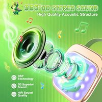 Altavoz de Karaoke para Niños, Máquina de Cantar Inalámbrica Portátil con Luz RGB, Recargable por USB, Regalo para Fiestas en Casa, Mini Reproductor de Música