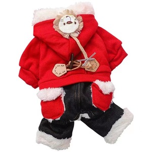 <b>Dog</b> Winter Coat Red Fleece Lined Padded <b>Hooded</b> Clothes For Small <b>Dogs</b> Bichon Frise Pomeranian Teddy Four Legged Pet Wear - Product Image 3