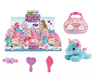 Ensemble de jouets en peluche pour sac à main, <span class=keywords><strong>licorne</strong></span> en peluche avec peigne et miroir pour filles, jeu d'imitation - Product Image 2