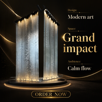 Rideau d'eau mural suspendu en maille d'acier inoxydable moderne, taille personnalisée, avec éclairage LED, pour hôtel, centre commercial, cloison de hall