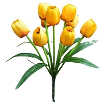 Bouquet de tulipes artificielles en soie gaufrée pour mariage, Noël, Halloween, décoration intérieure et photographie - Durable et respectueux de l'environnement