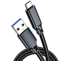 Kabel Data USB 3.2 ke Type C PD 60W 3A Pengisian Cepat 10Gbps Tembaga Nilon Kepang untuk Pengisian Daya Ponsel