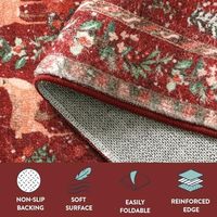 2'x6' Machine Made Faux Wool Christmas Runner Rug Non-Slip Washable Kitchen Entryway Carpet Soft Santa Claus Tree Design Bedside