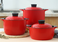 Ensemble de casseroles en céramique rouge marmite à soupe en céramique pour soupe de riz et bouillie marmite vente chaude chinois CLASSIC ustensiles de cuisine en céramique
