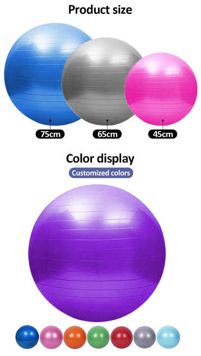 Kit con 5 bolas de pilates de 45 cm, 55 cm, 65 cm, 75 cm y 85 cm, color