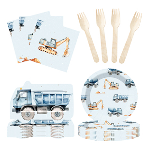 Juego de Vajilla para Fiestas DAMAI, Diseño de Camión Azul Personalizable, Decoración para Fiestas de Cumpleaños de Niños - Product Image 1