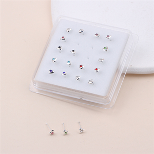 20 Pezzi <span class=keywords><strong>Piercing</strong></span> al <span class=keywords><strong>Naso</strong></span> con Cuore, Colori Misti, Strass, Estremità a Sfera, <span class=keywords><strong>Piercing</strong></span> in <span class=keywords><strong>Argento</strong></span> per <span class=keywords><strong>Naso</strong></span> e Narice, Gioielli in Confezione, Vendita all'Ingrosso - Product Image 4